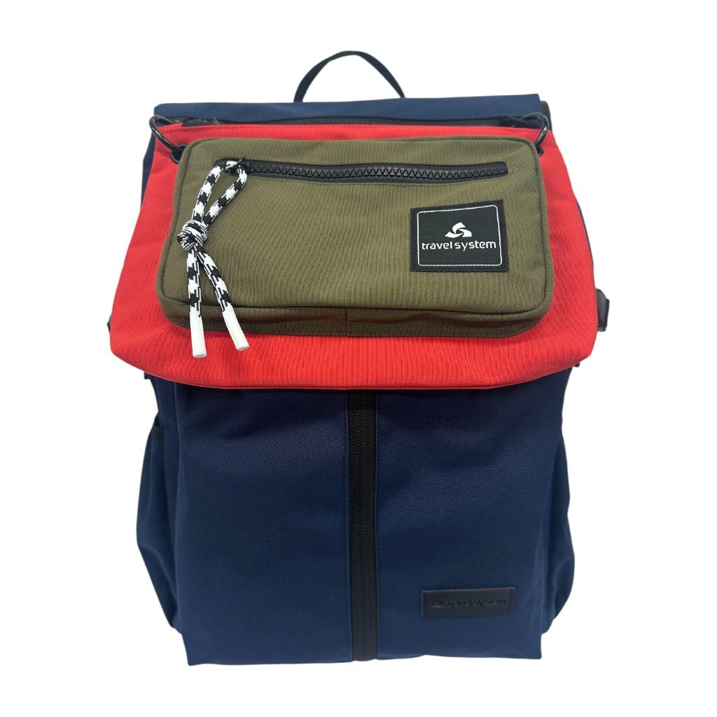 Mochila Azul Para Viaje Con Bolso Removible 17"