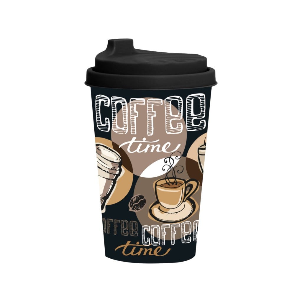 Taza De Viaje Con Tapa Estampado De Café 340 Ml