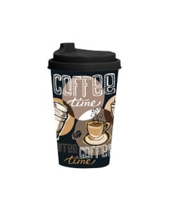 Taza De Viaje Con Tapa Estampado De Café 340 Ml