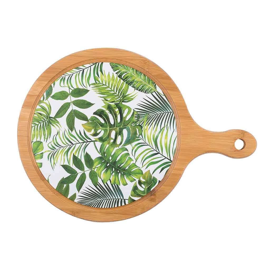 Bandeja Para Servir Redonda Con Diseño De Hojas 39X28X2Cm