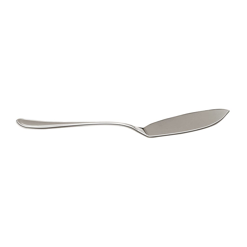 Cuchillo para pescado plateado con mango oblicuo