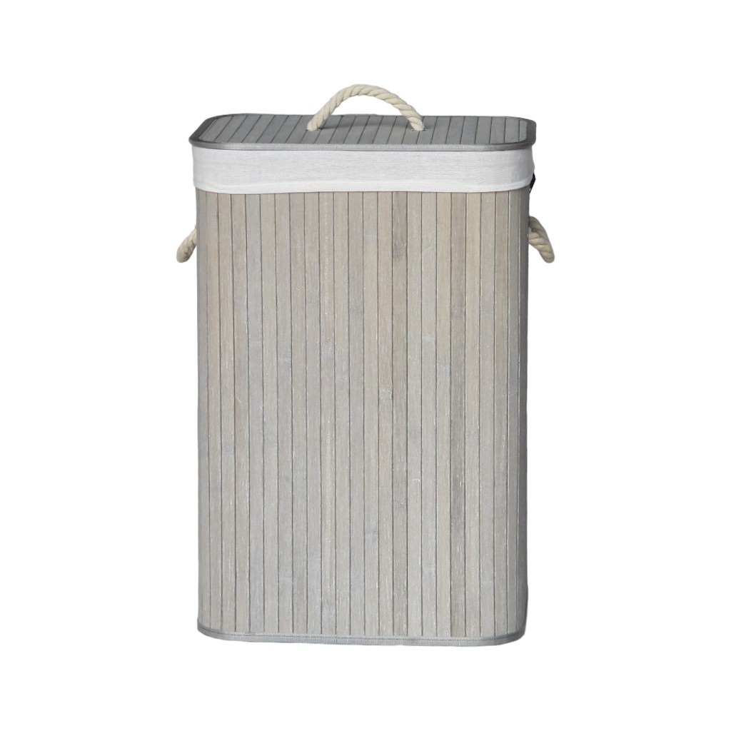 Cesta De Bambú Gris Para Lavandería 36X26X55Cm