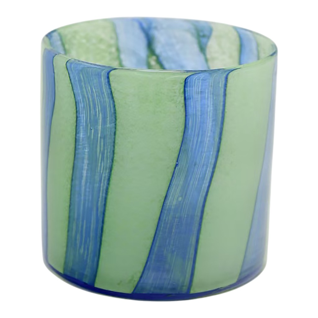 Macetero De Vidrio En Tonos Verdes Y Azules 14.5x14.5x15cm