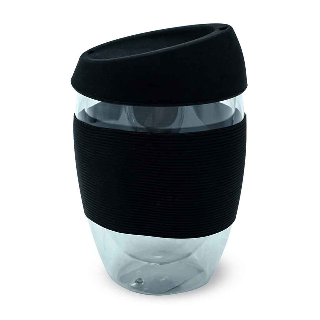 Taza de vidrio con banda de silicona 360 ML
