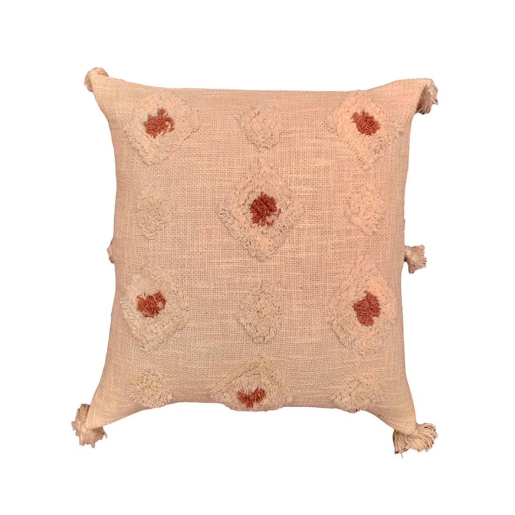 Cojín Blanco Con Dseños De Rombo 45X45Cm