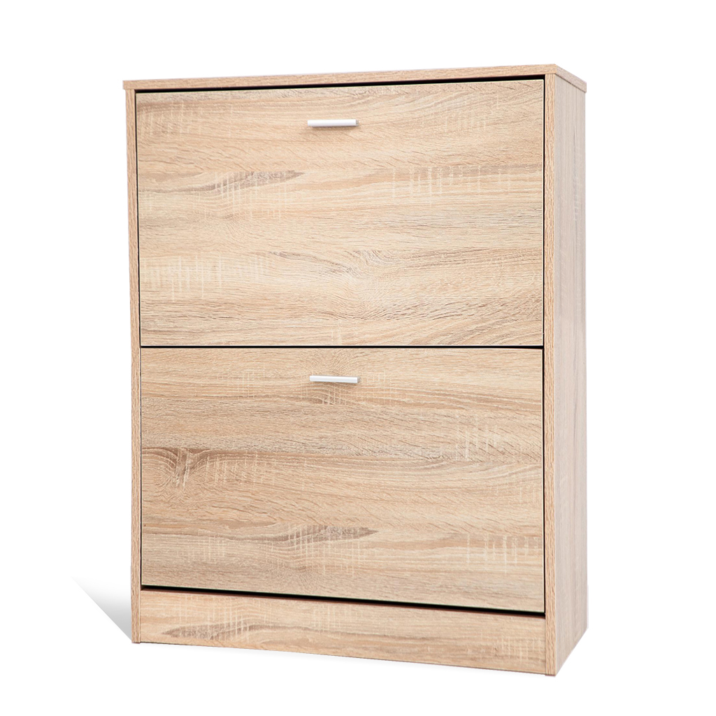 Zapatera De Roble Beige Con 2 Gavetas