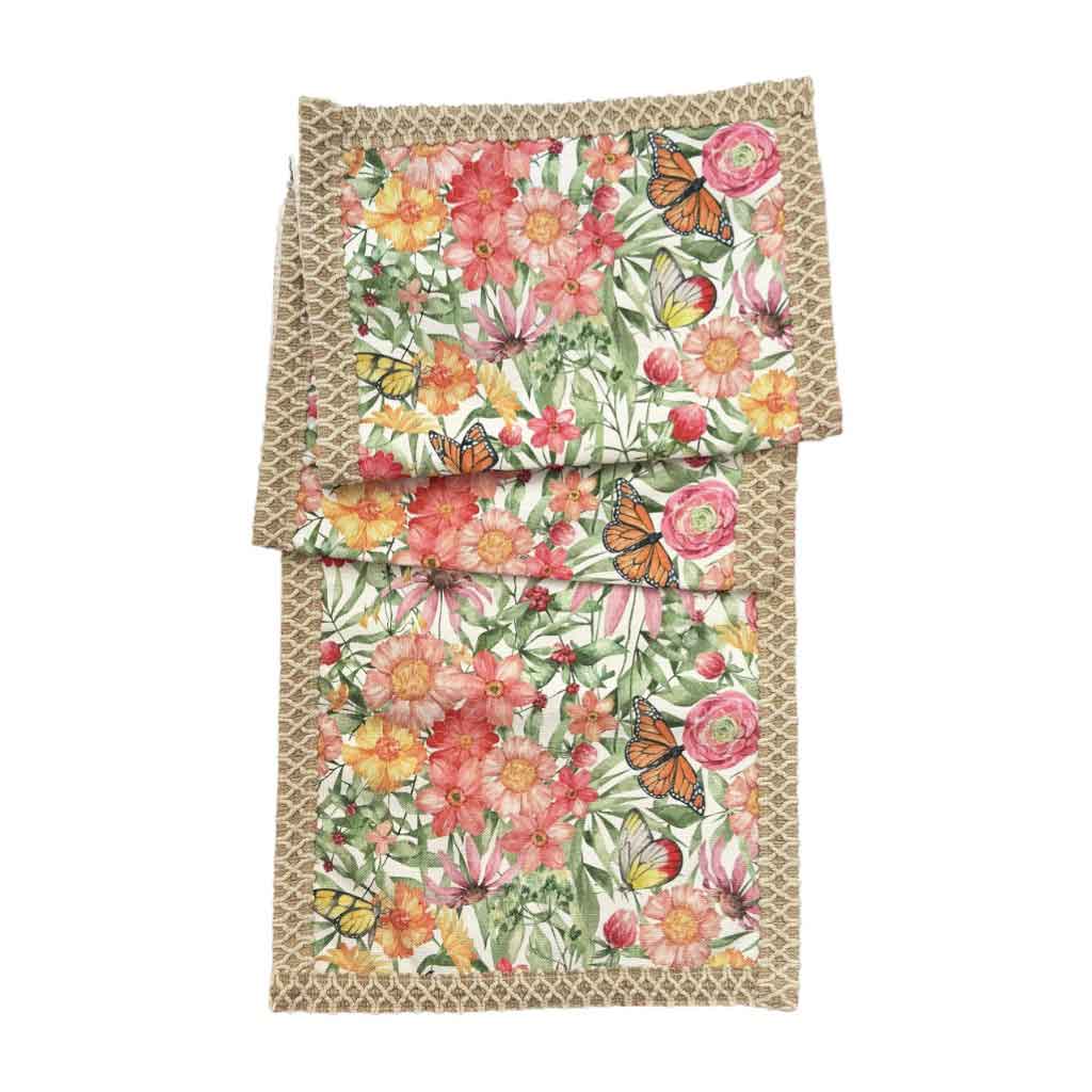 Camino De Mesa Floral Borde De Yute 183X40Cm