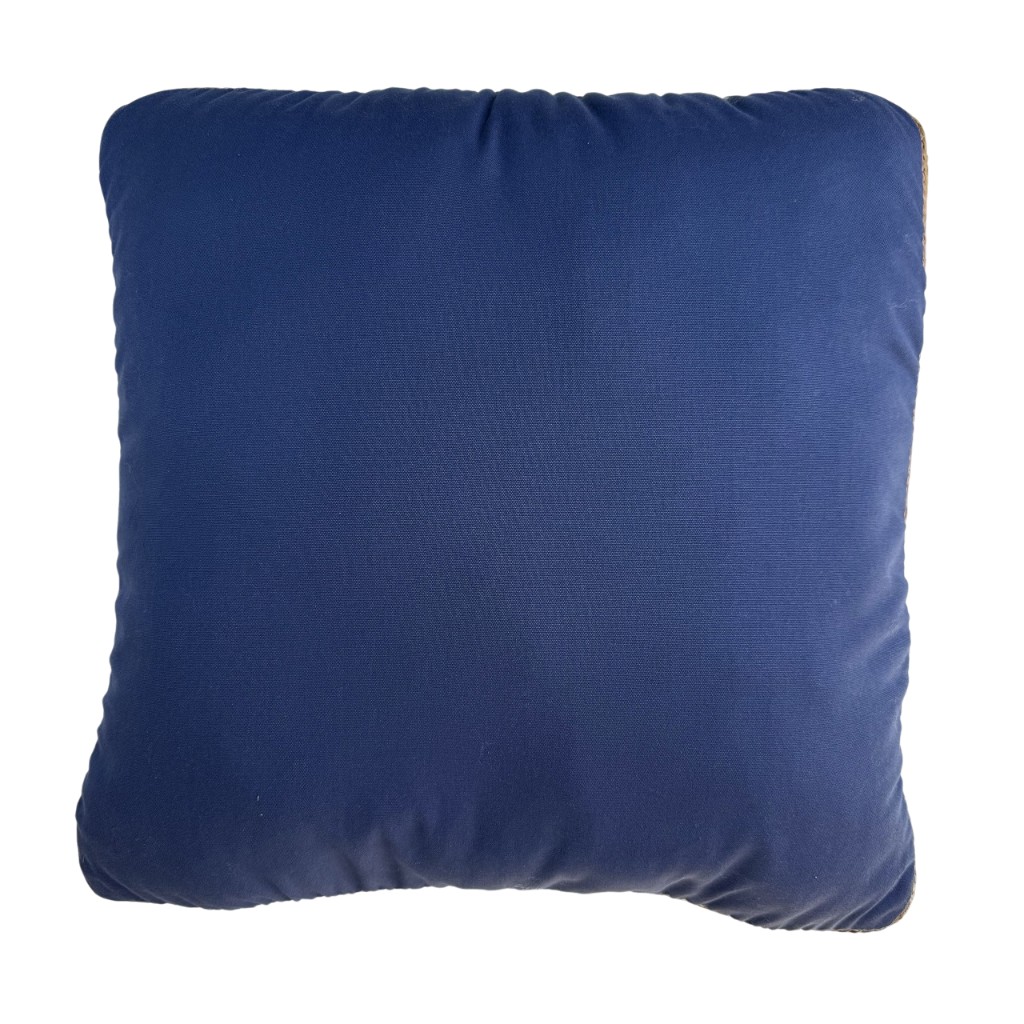 Cojín Azul Con Borde De Yute 45x45cm