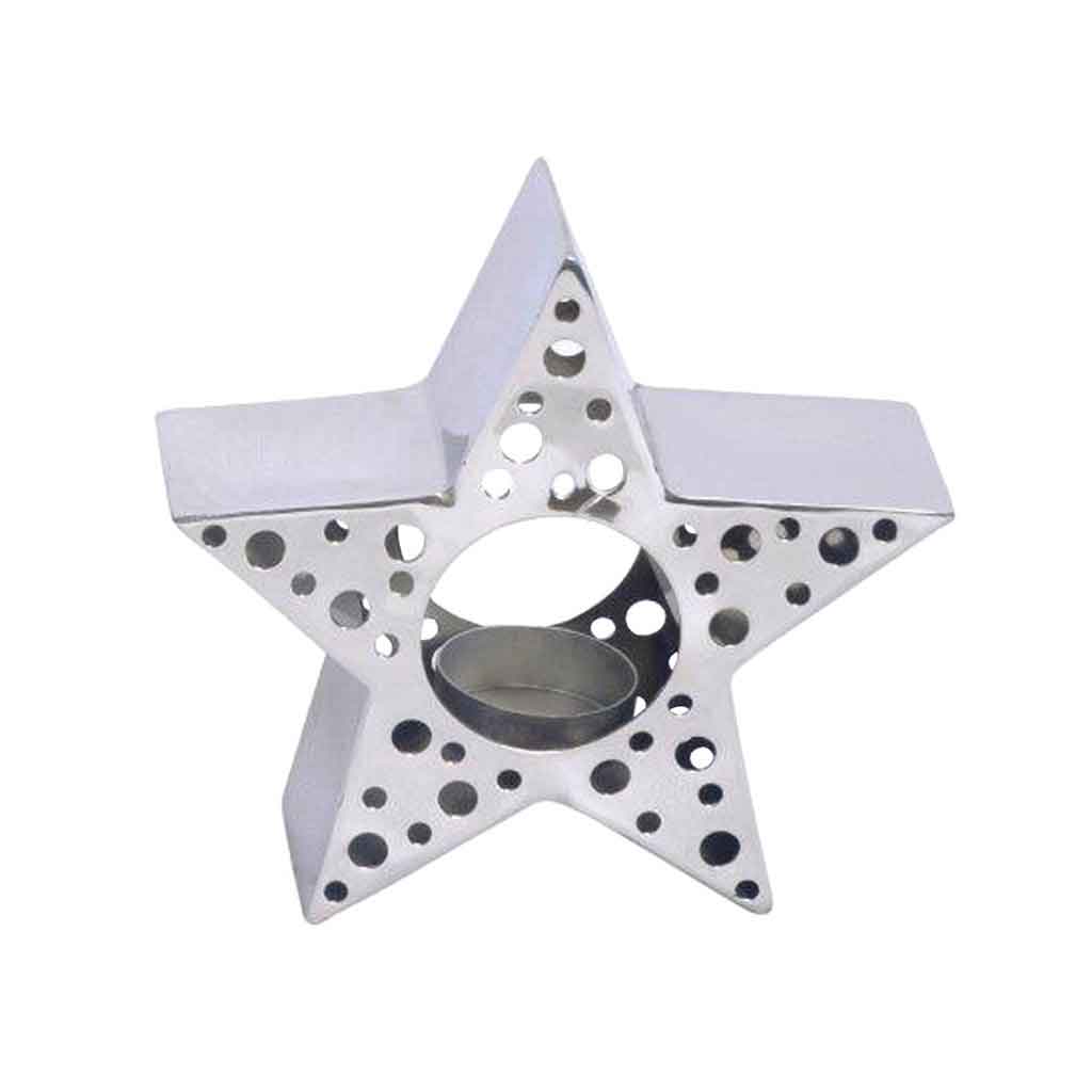 Candelabro De Estrella Plateada 19.5X5.5X18.5Cm